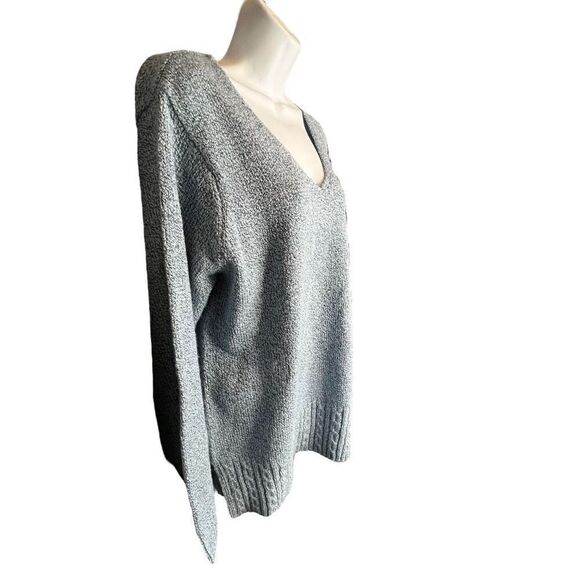 By Design Women's Knit V Neck Long Sleeve Pullover Sweater Heather blue Size 1X - Picture 2 of 8